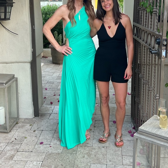 ALC Dahlia Dress, Mint Green, One Pleated Shoulder Goddess Dress With Cutout - Picture 8 of 8